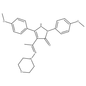 (4Z)-2,5-bis(4-methoxyphenyl)-4-[1-(morpholin-4-ylamino)ethylidene]-2,4-dihydro-3H-pyrazol-3-one结构式