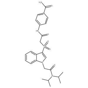 4-(2-((1-(2-(diisopropylamino)-2-oxoethyl)-1H-indol-3-yl)sulfonyl)acetamido)benzamide结构式