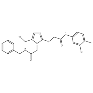 2-({1-[(benzylcarbamoyl)methyl]-5-(hydroxymethyl)-1H-imidazol-2-yl}sulfanyl)-N-(3-chloro-4-methylphenyl)acetamide Structure