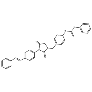 N-{4-[(2,5-dioxo-1-{4-[(E)-phenyldiazenyl]phenyl}pyrrolidin-3-yl)thio]phenyl}-N'-phenylthiourea结构式