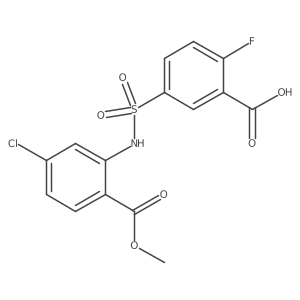 5-{[5-Chloro-2-(methoxycarbonyl)phenyl]sulfamoyl}-2-fluorobenzoic acid结构式