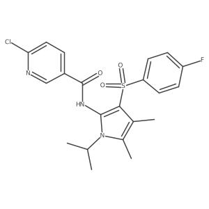 6-chloro-N-{3-[(4-fluorophenyl)sulfonyl]-4,5-dimethyl-1-(propan-2-yl)-1H-pyrrol-2-yl}pyridine-3-carboxamide结构式