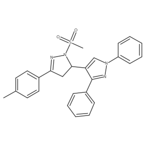 2-(methylsulfonyl)-1',3'-diphenyl-5-(p-tolyl)-3,4-dihydro-1'H,2H-3,4'-bipyrazole结构式