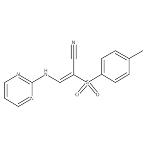 (2Z)-2-(4-methylbenzenesulfonyl)-3-[(pyrimidin-2-yl)amino]prop-2-enenitrile结构式