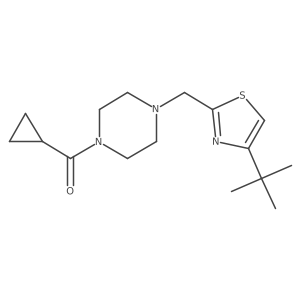CC(C)(C)c1csc(CN2CCN(C(=O)C3CC3)CC2)n1结构式