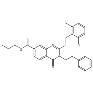 2-((2-chloro-6-fluorobenzyl)thio)-4-oxo-3-phenethyl-N-propyl-3,4-dihydroquinazoline-7-carboxamide Structure