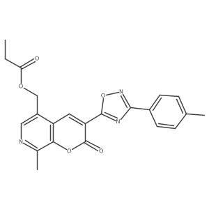(8-methyl-2-oxo-3-(3-(p-tolyl)-1,2,4-oxadiazol-5-yl)-2H-pyrano[2,3-c]pyridin-5-yl)methyl propionate Structure
