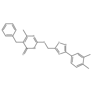 5-Benzyl-2-({[3-(3,4-dimethylphenyl)-1,2,4-oxadiazol-5-YL]methyl}sulfanyl)-6-methylpyrimidin-4-OL结构式