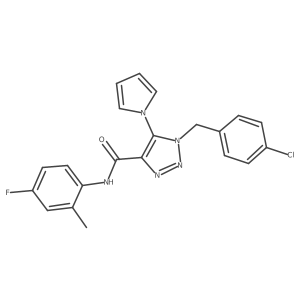 1-(4-chlorobenzyl)-N~4~-(4-fluoro-2-methylphenyl)-5-(1H-pyrrol-1-yl)-1H-1,2,3-triazole-4-carboxamide结构式