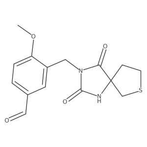 3-[(2,4-Dioxo-7-thia-1,3-diazaspiro[4.4]nonan-3-yl)methyl]-4-methoxybenzaldehyde结构式
