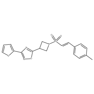 (E)-5-(1-((4-methylstyryl)sulfonyl)azetidin-3-yl)-3-(thiophen-2-yl)-1,2,4-oxadiazole结构式