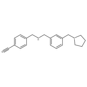 4-[({[3-(Pyrrolidin-1-ylmethyl)phenyl]methyl}amino)methyl]benzonitrile Structure