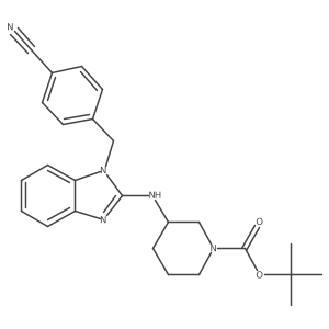 tert-Butyl 3-((1-(4-cyanobenzyl)-1H-benzo[d]imidazol-2-yl)amino)piperidine-1-carboxylate结构式