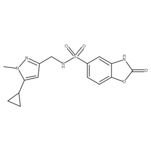 N-((5-cyclopropyl-1-methyl-1H-pyrazol-3-yl)methyl)-2-oxo-2,3-dihydrobenzo[d]oxazole-5-sulfonamide结构式