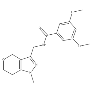 3,5-dimethoxy-N-((1-methyl-1,4,6,7-tetrahydropyrano[4,3-c]pyrazol-3-yl)methyl)benzamide结构式