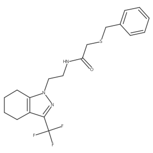 2-(benzylthio)-N-(2-(3-(trifluoromethyl)-4,5,6,7-tetrahydro-1H-indazol-1-yl)ethyl)acetamide结构式