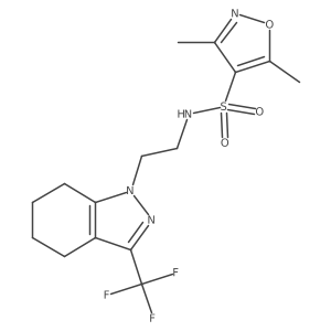 3,5-dimethyl-N-(2-(3-(trifluoromethyl)-4,5,6,7-tetrahydro-1H-indazol-1-yl)ethyl)isoxazole-4-sulfonamide结构式