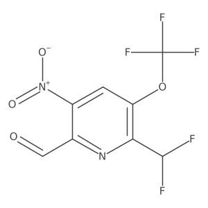 2-(Difluoromethyl)-5-nitro-3-(trifluoromethoxy)pyridine-6-carboxaldehyde Structure