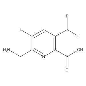 2-(Aminomethyl)-5-(difluoromethyl)-3-iodopyridine-6-carboxylic acid Structure
