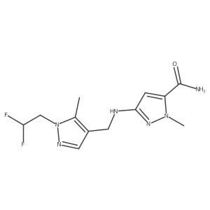 3-({[1-(2,2-difluoroethyl)-5-methyl-1H-pyrazol-4-yl]methyl}amino)-1-methyl-1H-pyrazole-5-carboxamide结构式