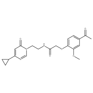 2-(4-acetyl-2-methoxyphenoxy)-N-(2-(4-cyclopropyl-6-oxopyrimidin-1(6H)-yl)ethyl)acetamide Structure
