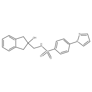 N-((2-hydroxy-2,3-dihydro-1H-inden-2-yl)methyl)-4-(1H-pyrazol-1-yl)benzenesulfonamide结构式