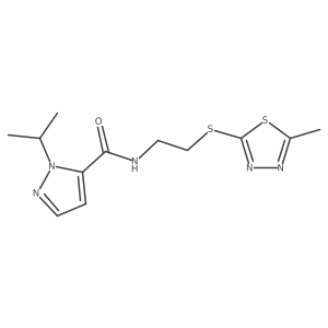 N-[2-[(5-Methyl-1,3,4-thiadiazol-2-yl)sulfanyl]ethyl]-2-propan-2-ylpyrazole-3-carboxamide Structure
