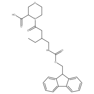 4-{3-[({[(9H-fluoren-9-yl)methoxy]carbonyl}amino)methyl]pentanoyl}morpholine-3-carboxylic acid结构式