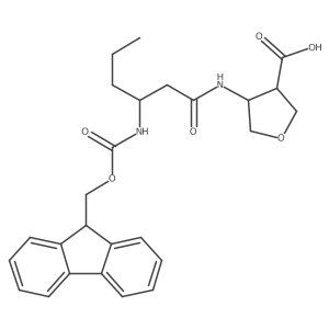 4-[3-({[(9H-fluoren-9-yl)methoxy]carbonyl}amino)hexanamido]oxolane-3-carboxylic acid Structure