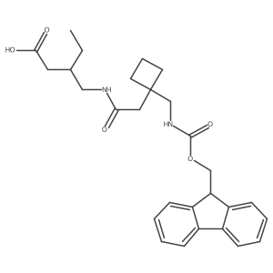 3-[(2-{1-[({[(9H-fluoren-9-yl)methoxy]carbonyl}amino)methyl]cyclobutyl}acetamido)methyl]pentanoic acid结构式