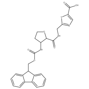 rac-2-({[(2R,3S)-3-({[(9H-fluoren-9-yl)methoxy]carbonyl}amino)oxolan-2-yl]formamido}methyl)-1,3-thiazole-5-carboxylic acid结构式