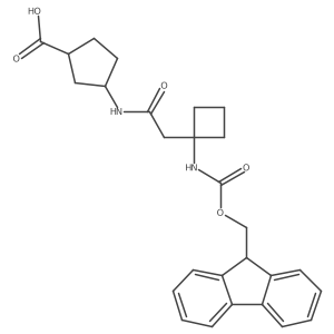 rac-(1R,3S)-3-{2-[1-({[(9H-fluoren-9-yl)methoxy]carbonyl}amino)cyclobutyl]acetamido}cyclopentane-1-carboxylic acid Structure