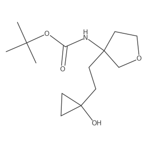 tert-butyl N-{3-[2-(1-hydroxycyclopropyl)ethyl]oxolan-3-yl}carbamate结构式