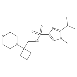 1-Methyl-N-[(1-morpholin-4-ylcyclobutyl)methyl]-2-propan-2-ylimidazole-4-sulfonamide结构式