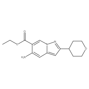Ethyl 5-amino-2-(tetrahydro-2H-pyran-4-yl)pyrazolo[1,5-a]pyridine-6-carboxylate结构式