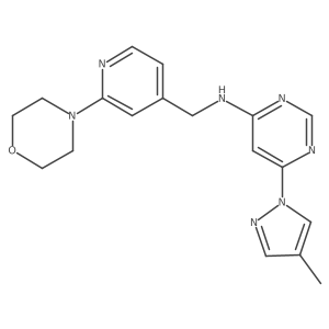 6-(4-methyl-1H-pyrazol-1-yl)-N-{[2-(morpholin-4-yl)pyridin-4-yl]methyl}pyrimidin-4-amine结构式