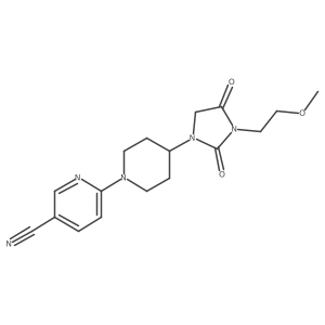 6-{4-[3-(2-Methoxyethyl)-2,4-dioxoimidazolidin-1-yl]piperidin-1-yl}pyridine-3-carbonitrile结构式