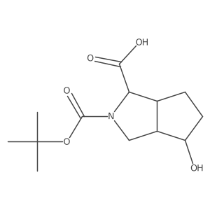 rac-(1R,3aS,4S,6aR)-2-[(tert-butoxy)carbonyl]-4-hydroxy-octahydrocyclopenta[c]pyrrole-1-carboxylic acid结构式