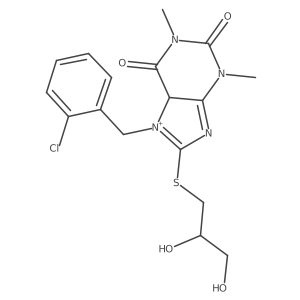 7-[(2-chlorophenyl)methyl]-8-(2,3-dihydroxypropylsulfanyl)-1,3-dimethyl-5H-purin-7-ium-2,6-dione结构式