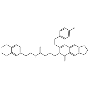4-(6-((4-chlorobenzyl)thio)-8-oxo-[1,3]dioxolo[4,5-g]quinazolin-7(8H)-yl)-N-(3,4-dimethoxyphenethyl)butanamide Structure