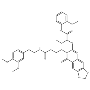 2-{[7-(4-{[2-(3,4-dimethoxyphenyl)ethyl]amino}-4-oxobutyl)-8-oxo-7,8-dihydro[1,3]dioxolo[4,5-g]quinazolin-6-yl]thio}-N-(2-methoxyphenyl)butanamide Structure