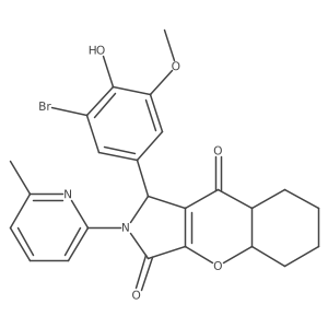 1-(3-bromo-4-hydroxy-5-methoxyphenyl)-2-(6-methylpyridin-2-yl)-4a,5,6,7,8,8a-hexahydro-1H-chromeno[2,3-c]pyrrole-3,9-dione结构式
