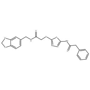 N-[5-[2-(1,3-benzodioxol-5-ylmethylamino)-2-oxo-ethyl]sulfanyl-1,3,4-thiadiazol-2-yl]-2-phenyl-acetamide Structure