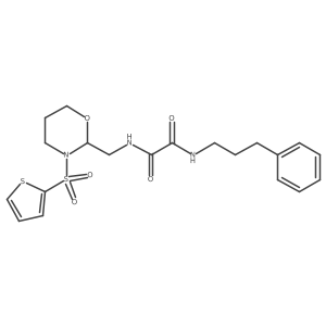 N1-(3-phenylpropyl)-N2-((3-(thiophen-2-ylsulfonyl)-1,3-oxazinan-2-yl)methyl)oxalamide结构式
