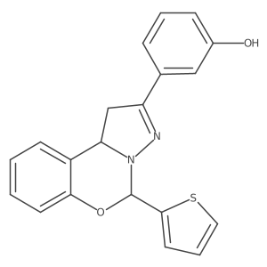 3-(5-(thiophen-2-yl)-5,10b-dihydro-1H-benzo[e]pyrazolo[1,5-c][1,3]oxazin-2-yl)phenol Structure