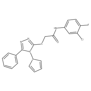 N-(3-chloro-4-fluorophenyl)-2-{[5-phenyl-4-(1H-pyrrol-1-yl)-4H-1,2,4-triazol-3-yl]sulfanyl}acetamide结构式