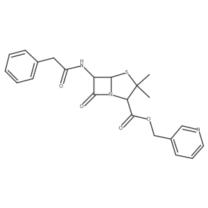3-Pyridinylmethyl (2S,5R,6R)-3,3-dimethyl-7-oxo-6-[(2-phenylacetyl)amino]-4-thia-1-azabicyclo[3.2.0]heptane-2-carboxylate Structure