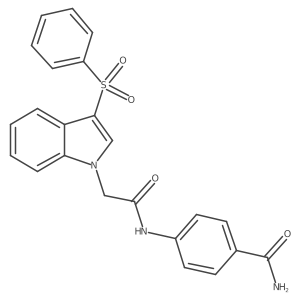 4-(2-(3-(phenylsulfonyl)-1H-indol-1-yl)acetamido)benzamide结构式