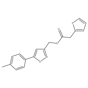 (5-(p-Tolyl)isoxazol-3-yl)methyl 2-(thiophen-2-yl)acetate结构式