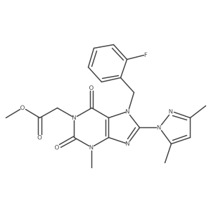 methyl [8-(3,5-dimethyl-1H-pyrazol-1-yl)-7-(2-fluorobenzyl)-3-methyl-2,6-dioxo-2,3,6,7-tetrahydro-1H-purin-1-yl]acetate Structure
